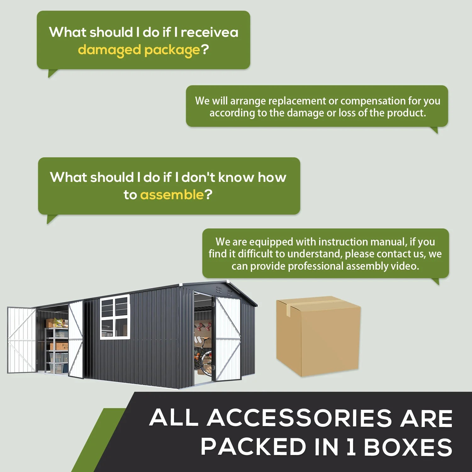 AECOJOY 16' x 12' Outdoor Storage Shed, Large 12x16 Metal Sheds with Windows, Utility Tool Storage