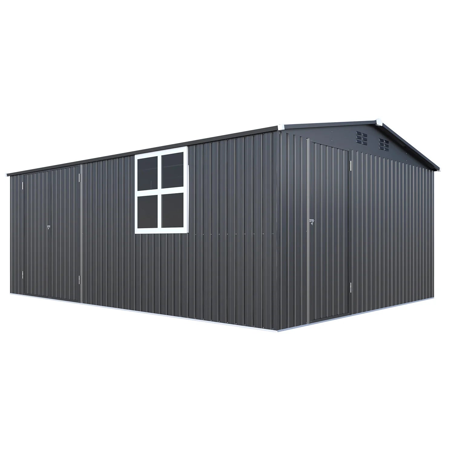 AECOJOY 16' x 12' Outdoor Storage Shed, Large 12x16 Metal Sheds with Windows, Utility Tool Storage