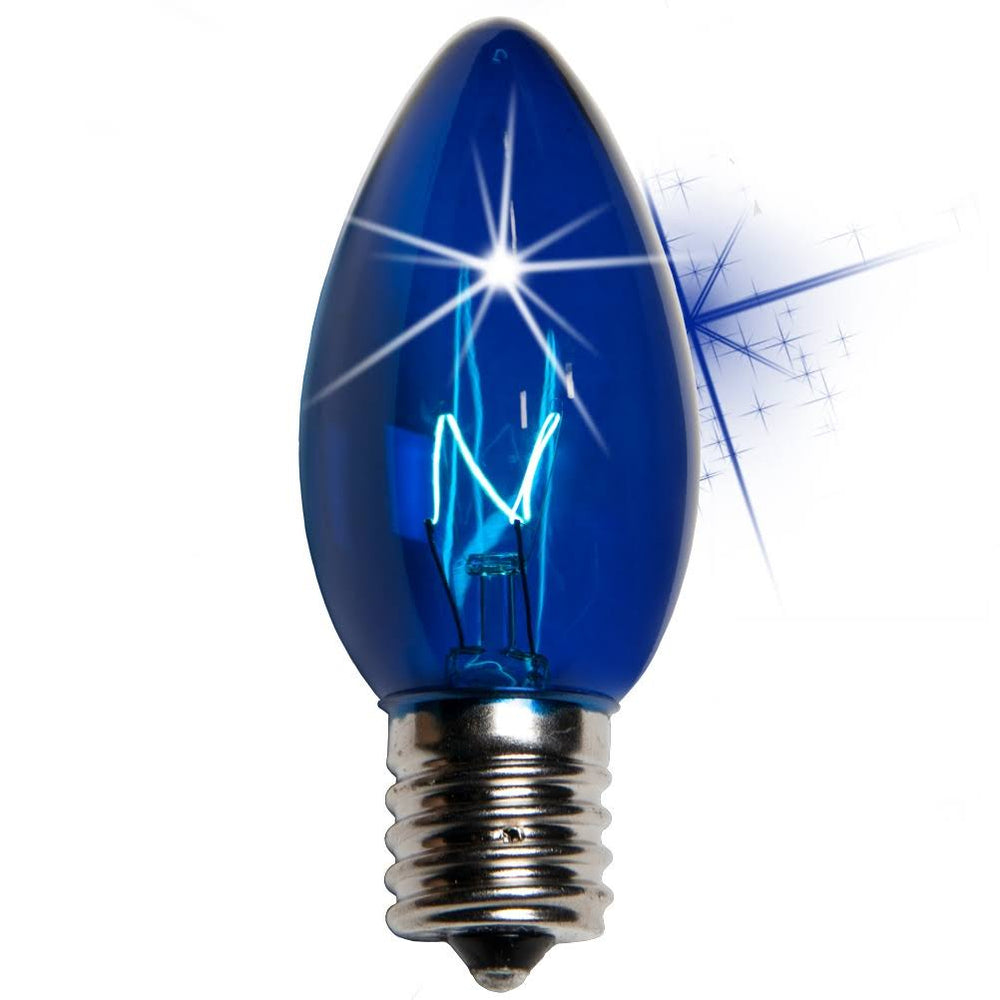 Wintergreen Lighting C9 Twinkle Transparent Bulb, Blue
