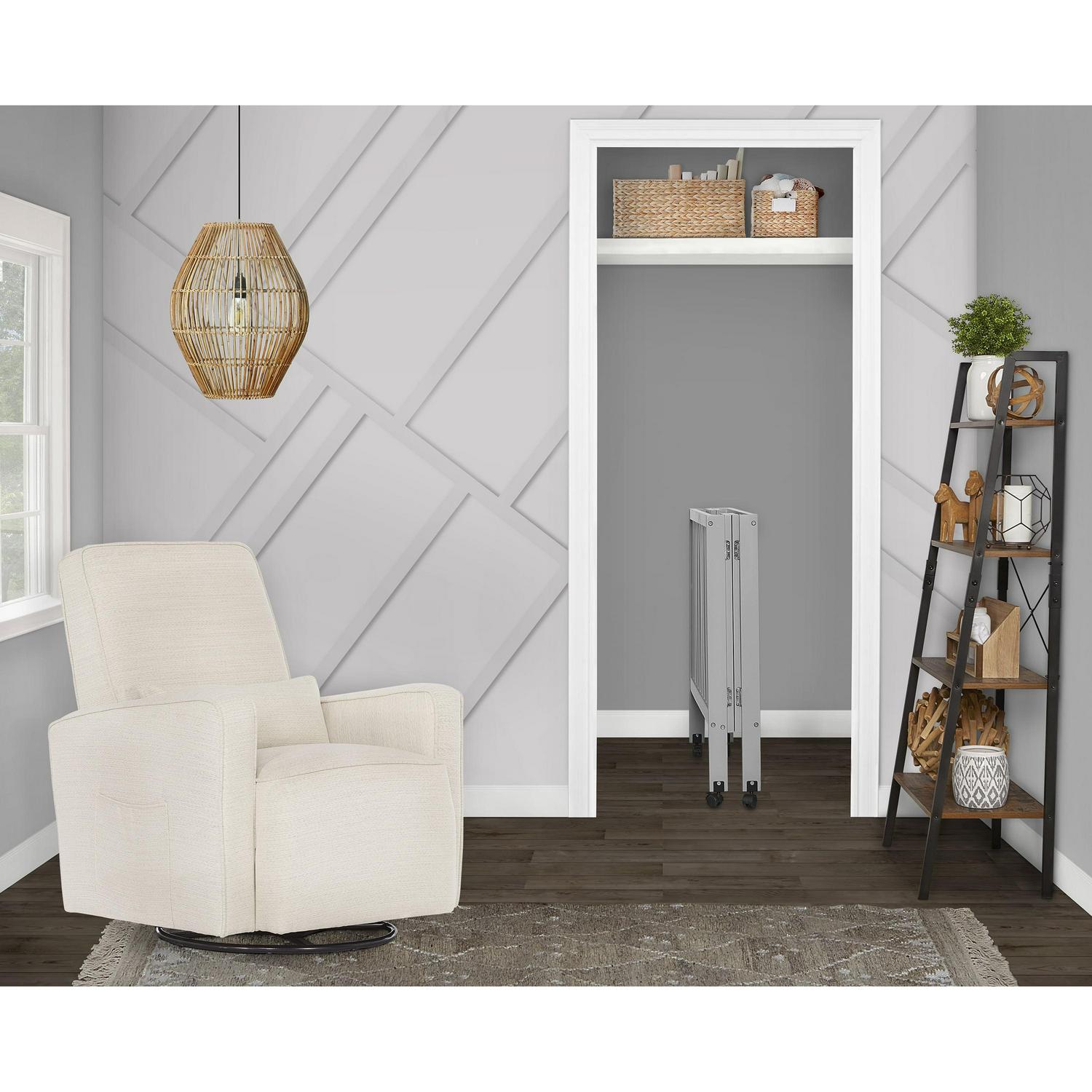 Dream on Me Jett Non - Full Size Folding Crib I Removable Wheels I Modern Nursey I Adjustable Mattress Support I Patent Folding System I Included 2.5 Mattress in Pebble Gray