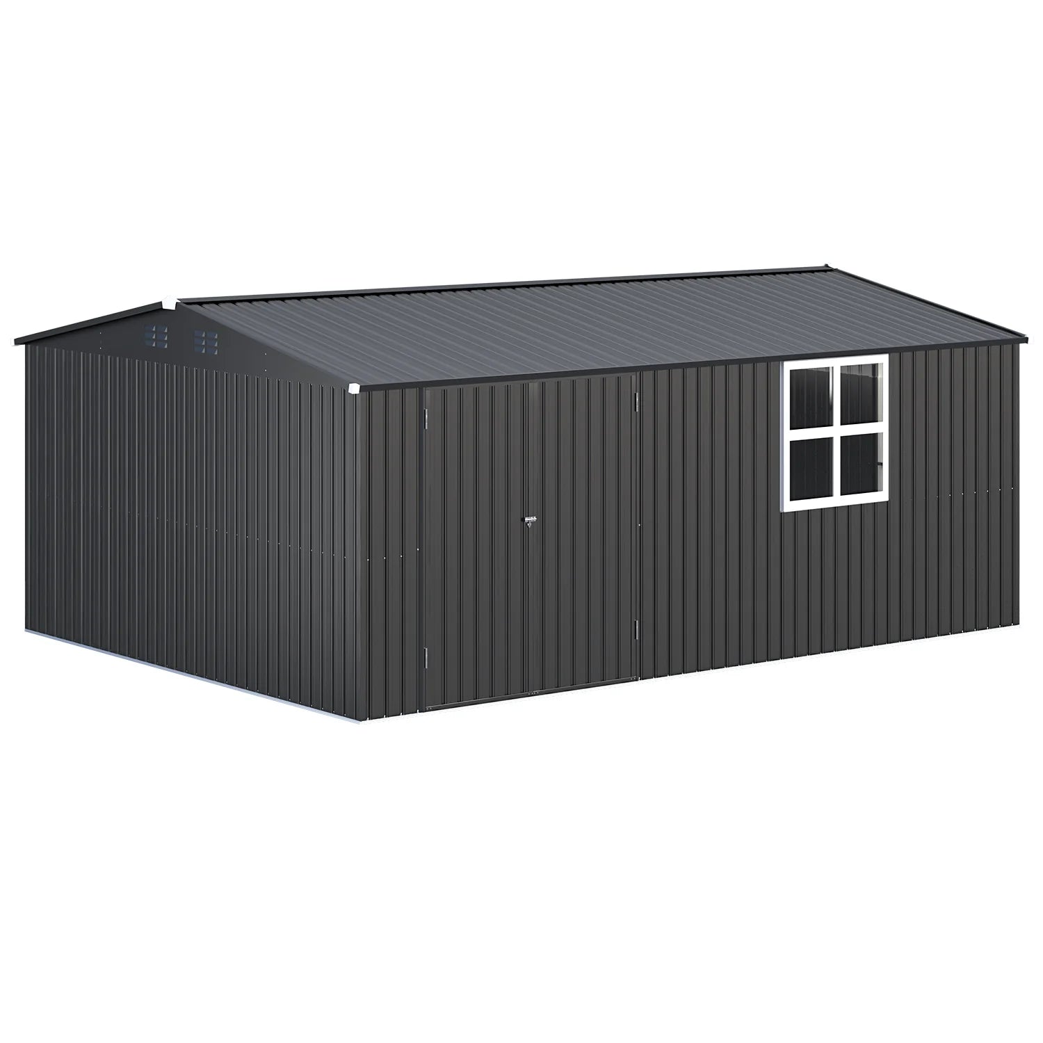 AECOJOY 16' x 12' Outdoor Storage Shed, Large 12x16 Metal Sheds with Windows, Utility  Tool Storage